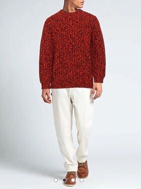 NEW Sandro Men's Orange Moulin Wool Blend Chunky Knit Jumper Sweater XXL